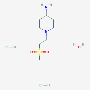 molecular formula C8H22Cl2N2O3S B7970751 1-[2-(Methylsulfonyl)ethyl]-4-piperidinamine dihydrochloride hydrate 