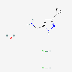 molecular formula C7H15Cl2N3O B7970758 [(5-Cyclopropyl-1H-pyrazol-3-yl)methyl]amine dihydrochloride hydrate 