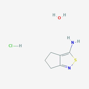 molecular formula C6H11ClN2OS B7970857 5,6-Dihydro-4H-cyclopenta[c]isothiazol-3-amine hydrochloride hydrate 