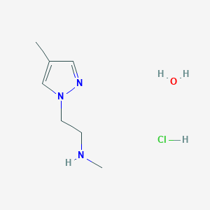 molecular formula C7H16ClN3O B7970881 N-Methyl-2-(4-methyl-1H-pyrazol-1-yl)ethanamine hydrochloride hydrate 