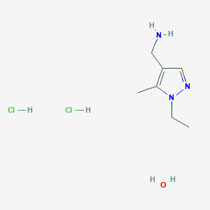 [(1-ethyl-5-methyl-1H-pyrazol-4-yl)methyl]amine dihydrochloride hydrate