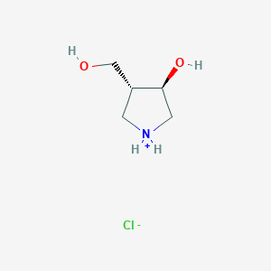 molecular formula C5H12ClNO2 B7970935 (3R,4R)-4-(hydroxymethyl)pyrrolidin-1-ium-3-ol;chloride 