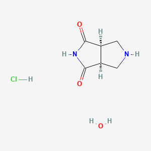 molecular formula C6H11ClN2O3 B7970945 (3aR*,6aS*)-Tetrahydropyrrolo[3,4-c]pyrrole-1,3(2H,3aH)-dione hydrochloride hydrate 