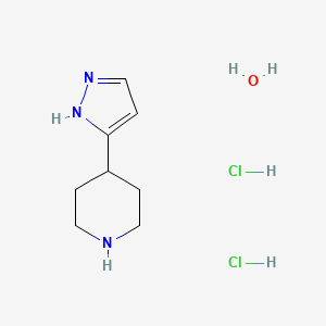 molecular formula C8H17Cl2N3O B7970990 4-(1H-Pyrazol-3-yl)piperidine dihydrochloride hydrate 