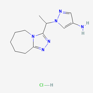 molecular formula C12H19ClN6 B7971102 1-[1-(6,7,8,9-Tetrahydro-5H-[1,2,4]triazolo[4,3-a]azepin-3-yl)ethyl]-1h-pyrazol-4-amine hydrochloride 