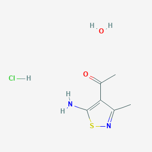 molecular formula C6H11ClN2O2S B7971289 1-(5-Amino-3-methyl-4-isothiazolyl)ethanone hydrochloride hydrate 