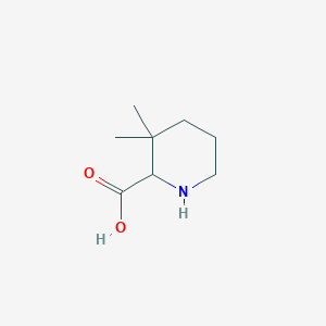 molecular formula C8H15NO2 B7971369 3,3-二甲基哌啶-2-羧酸 