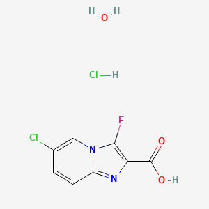 molecular formula C8H7Cl2FN2O3 B7971500 6-Chloro-3-fluoroimidazo[1,2-a]pyridine-2-carboxylic acid hydrochloride hydrate 