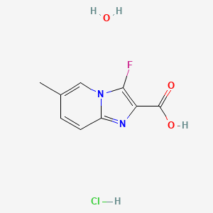 molecular formula C9H10ClFN2O3 B7971502 3-Fluoro-6-methylimidazo[1,2-a]pyridine-2-carboxylic acid hydrochloride hydrate 