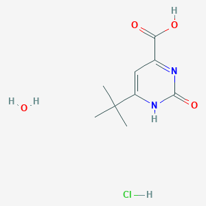 molecular formula C9H15ClN2O4 B7971532 6-tert-Butyl-2-hydroxy-4-pyrimidinecarboxylic acid hydrochloride hydrate 