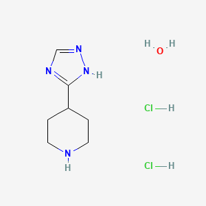 molecular formula C7H16Cl2N4O B7971538 4-(4H-1,2,4-Triazol-3-yl)piperidine dihydrochloride hydrate 