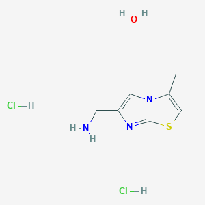 molecular formula C7H13Cl2N3OS B7971613 1-(3-Methylimidazo[2,1-b][1,3]thiazol-6-yl)methanamine dihydrochloride hydrate 