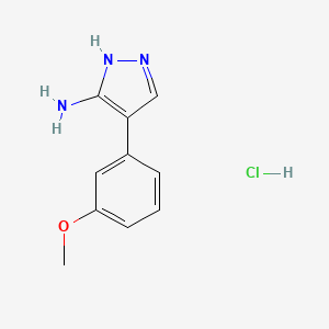 molecular formula C10H12ClN3O B7971676 4-(3-Methoxyphenyl)-1H-pyrazol-5-amine hydrochloride 