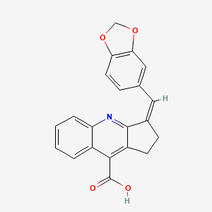 (3Z)-3-(1,3-Benzodioxol-5-ylmethylidene)-1,2-dihydrocyclopenta[b]quinoline-9-carboxylic acid