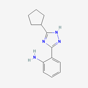 molecular formula C13H16N4 B7971714 2-(3-cyclopentyl-1H-1,2,4-triazol-5-yl)aniline 
