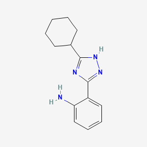 molecular formula C14H18N4 B7971719 2-(3-cyclohexyl-1H-1,2,4-triazol-5-yl)aniline 