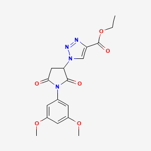 molecular formula C17H18N4O6 B7971758 ethyl 1-[1-(3,5-dimethoxyphenyl)-2,5-dioxopyrrolidin-3-yl]-1H-1,2,3-triazole-4-carboxylate 