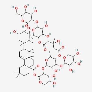 7,8,18,28,29,35,55,56,58-nonahydroxy-30,54-bis(hydroxymethyl)-13,18,37,41,48,48,53,54-octamethyl-57-[(3,4,5-trihydroxytetrahydro-2H-pyran-2-yl)oxy]-3,5,10,12,15,21,24,26,31,33-decaoxadecacyclo[39.9.3.