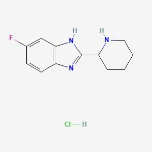 molecular formula C12H15ClFN3 B7971942 6-fluoro-2-(piperidin-2-yl)-1H-1,3-benzodiazole hydrochloride 