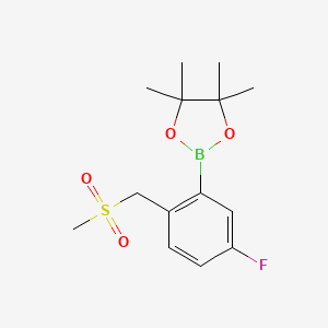 molecular formula C14H20BFO4S B7971974 2-[5-Fluoro-2-(methanesulfonylmethyl)phenyl]-4,4,5,5-tetramethyl-1,3,2-dioxaborolane 