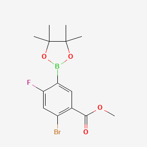 molecular formula C14H17BBrFO4 B7972035 Methyl 2-bromo-4-fluoro-5-(4,4,5,5-tetramethyl-1,3,2-dioxaborolan-2-yl)benzoate 