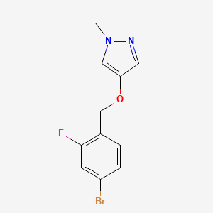 molecular formula C11H10BrFN2O B7972219 4-[(4-Bromo-2-fluorophenyl)methoxy]-1-methyl-1H-pyrazole 