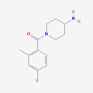 molecular formula C13H17FN2O B7972252 1-(4-Fluoro-2-methylbenzoyl)piperidin-4-amine 