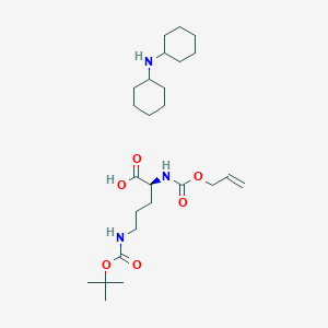 molecular formula C26H47N3O6 B7972299 (2S)-5-{[(tert-butoxy)carbonyl]amino}-2-{[(prop-2-en-1-yloxy)carbonyl]amino}pentanoic acid; dicyclohexylamine 