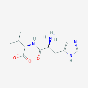 molecular formula C11H18N4O3 B7972319 (2S)-2-[[(2S)-2-azaniumyl-3-(1H-imidazol-5-yl)propanoyl]amino]-3-methylbutanoate 