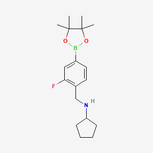 molecular formula C18H27BFNO2 B7972352 4-(N-Cyclopentylaminomethyl)-3-fluorophenylboronic acid, pinacol ester 