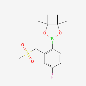 molecular formula C14H20BFO4S B7972409 2-[4-Fluoro-2-(methanesulfonylmethyl)phenyl]-4,4,5,5-tetramethyl-1,3,2-dioxaborolane 