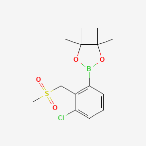 molecular formula C14H20BClO4S B7972413 2-[3-Chloro-2-(methanesulfonylmethyl)phenyl]-4,4,5,5-tetramethyl-1,3,2-dioxaborolane 