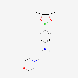 molecular formula C18H29BN2O3 B7972855 N-[2-(morpholin-4-yl)ethyl]-4-(tetramethyl-1,3,2-dioxaborolan-2-yl)aniline 