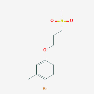 molecular formula C11H15BrO3S B7972860 1-Bromo-2-methyl-4-(3-(methylsulfonyl)propoxy)benzene 