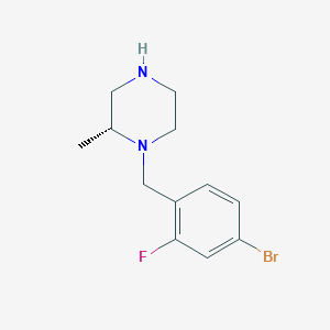 molecular formula C12H16BrFN2 B7973124 (2R)-1-[(4-Bromo-2-fluorophenyl)methyl]-2-methylpiperazine 