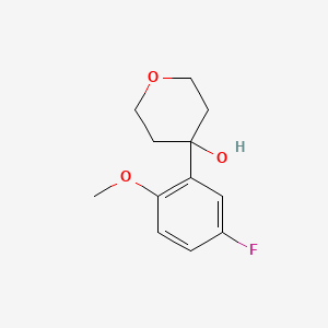 molecular formula C12H15FO3 B7973582 4-(5-Fluoro-2-methoxyphenyl)oxan-4-ol 