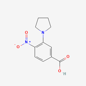 molecular formula C11H12N2O4 B7973594 4-Nitro-3-(pyrrolidin-1-YL)benzoic acid 