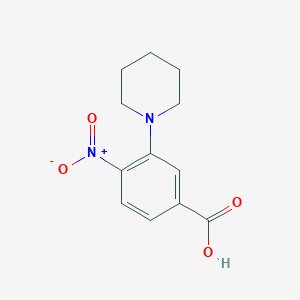 molecular formula C12H14N2O4 B7973600 4-Nitro-3-(piperidin-1-YL)benzoic acid 