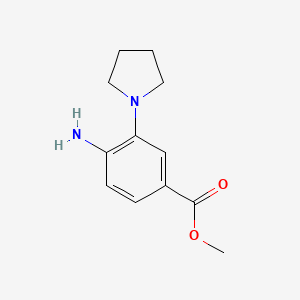 molecular formula C12H16N2O2 B7973604 Methyl 4-amino-3-(pyrrolidin-1-yl)benzoate 