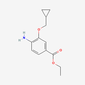 molecular formula C13H17NO3 B7973636 Ethyl 4-amino-3-(cyclopropylmethoxy)benzoate 