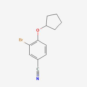 molecular formula C12H12BrNO B7973657 3-Bromo-4-(cyclopentyloxy)benzonitrile 