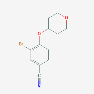 molecular formula C12H12BrNO2 B7973669 3-Bromo-4-((tetrahydro-2H-pyran-4-yl)oxy)benzonitrile 