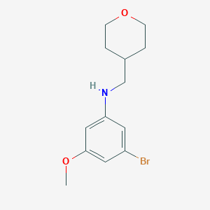 molecular formula C13H18BrNO2 B7973761 3-Bromo-5-methoxy-N-[(oxan-4-yl)methyl]aniline 