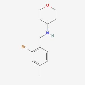 molecular formula C13H18BrNO B7973796 N-[(2-bromo-4-methylphenyl)methyl]oxan-4-amine 