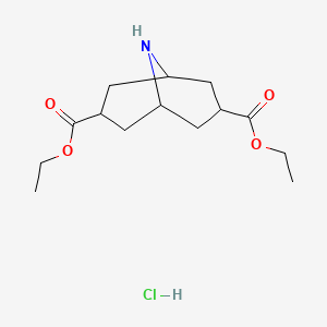 molecular formula C14H24ClNO4 B7973810 Diethyl 9-azabicyclo[3.3.1]nonane-3,7-dicarboxylate hydrochloride 