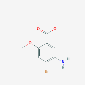 molecular formula C9H10BrNO3 B7973945 5-Amino-4-bromo-2-methoxy-benzoic acid methyl ester 