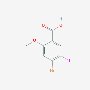 molecular formula C8H6BrIO3 B7973947 4-Bromo-5-iodo-2-methoxybenzoic acid 