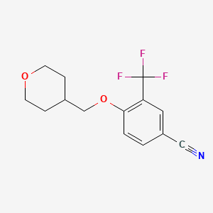 molecular formula C14H14F3NO2 B7973998 4-((Tetrahydro-2H-pyran-4-yl)methoxy)-3-(trifluoromethyl)benzonitrile 