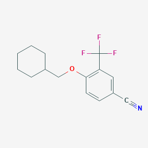 molecular formula C15H16F3NO B7974014 4-(Cyclohexylmethoxy)-3-(trifluoromethyl)benzonitrile 