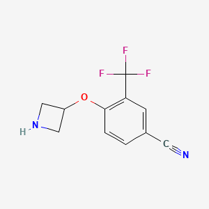 molecular formula C11H9F3N2O B7974017 4-(Azetidin-3-yloxy)-3-(trifluoromethyl)benzonitrile 